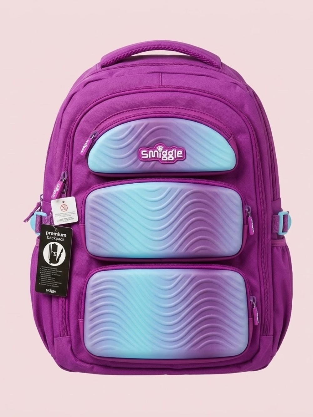 NWT Smiggle Purple Gradient Hardfront Backpack